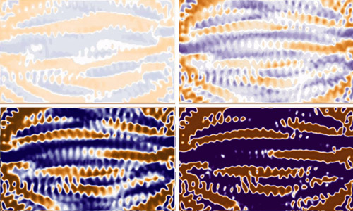 Progression of photonic design. The device structure evolves through successive iterations of the computational optimization process. Credit: Aditya Paul.