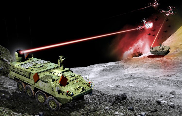 A directed energy prototype solution will be fitted on a Stryker combat vehicle for the U.S. Army to better protect highly mobile frontline units. The effort will culminate in a competitive performance checkout leading into a range demonstration that informs Maneuver Short Range Air Defense (M-SHORAD) requirements. Image: Northrop Grumman / U.S. Army.