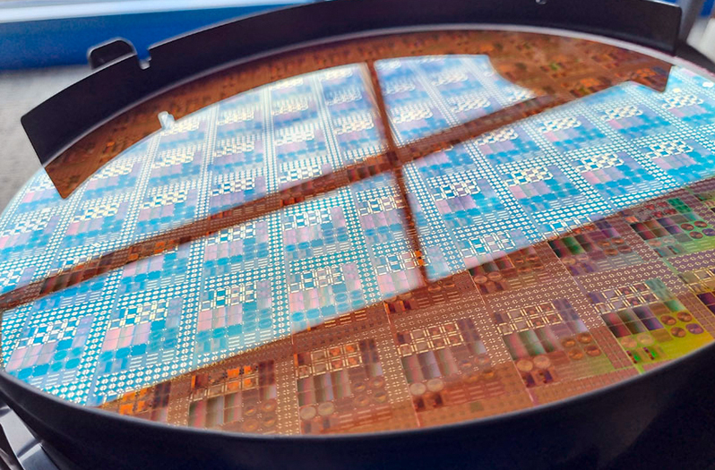 300mm metasurface optics manufactured by ST Microelectronics, which integrate Metalenz's technology. Image: ST Microelectronics.
