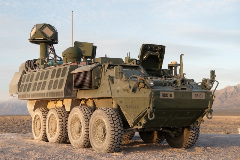 A 50 kilowatt-class laser mounted on a US Army Stryker vehicle, shown during a live-fire exercise at White Sands Missile Range in New Mexico several years ago. nLight is providing lasers for future deployments, alongside its involvement in megawatt-class laser weapon developments, and potentially massive demand related to the proposed 