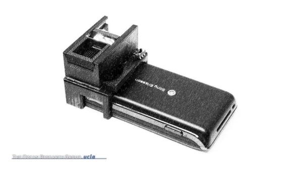 Cost-effective and compact wide-field fluorescent imaging on a cell-phone. Credit: Aydogan Ozcan/UCLA.