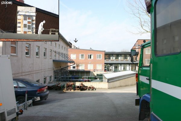 truck in car park and targets on roof