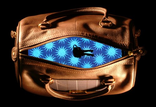 The handbag's interior lights up