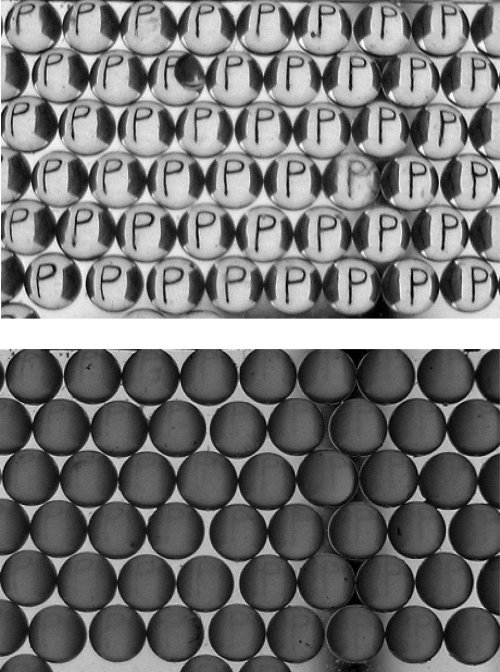 Spherical lenses, 800 microns in diameter