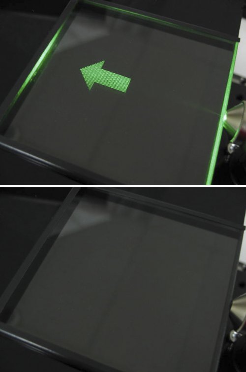 Symbol written in glass using a fiber laser