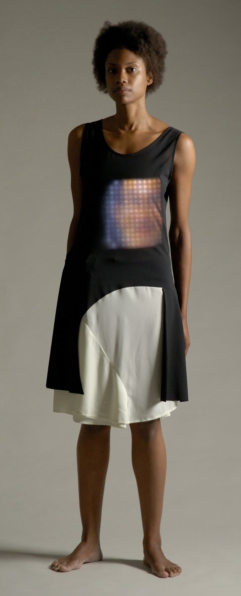 Bright idea: Lumalive LED fabric on the catwalk. Lumalive