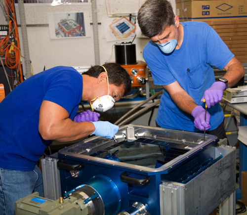 Camera assembly The world's largest digital camera will soon be scanning the sky for asteroids that are on a potential crash course with Earth.1.4 gigapixel camera developed by Lincoln Laboratory at the Massachusetts Institute of Technology