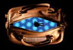 The handbag's interior lights up