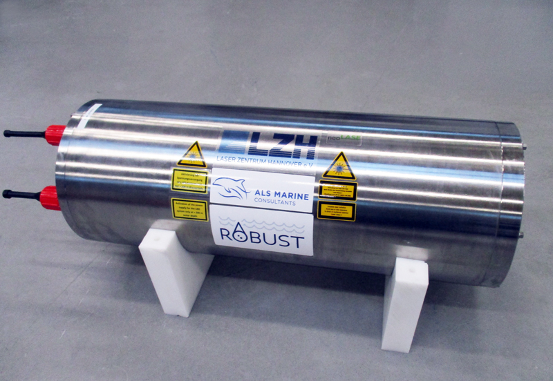 Finished LIBS system in pressure housing for use at depth of 6000m (600 bar).