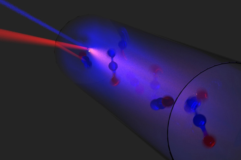 Artistic view of the QCL-pumped terahertz laser (click for more).