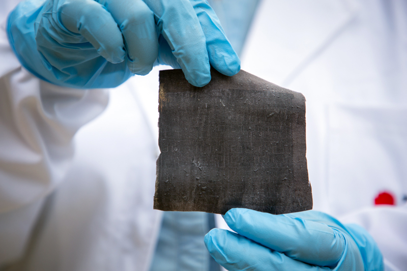 Detail of the next-gen smart fabric showing the integrated graphene components.