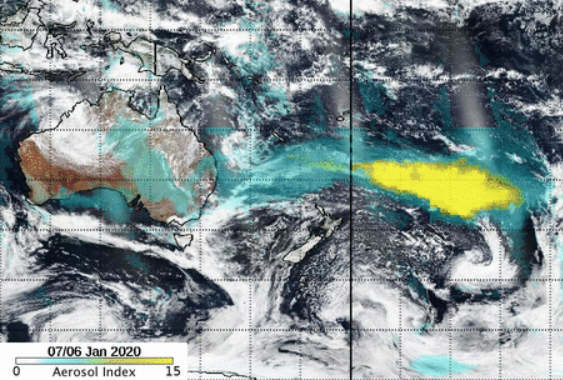 Smoke on  the water: VIIIRS imagery provides a “true-color” view of the pollution.