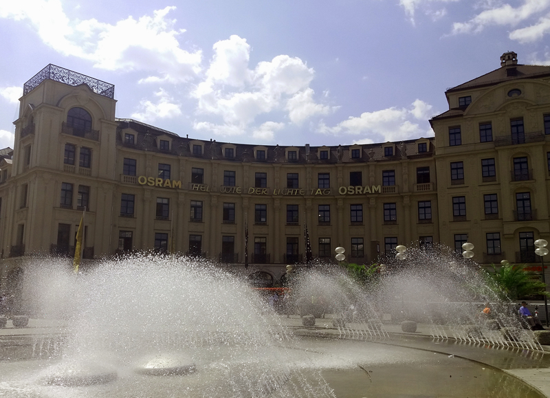 Bright as day: Osram's former slogan still adorns Munich's Stachus.