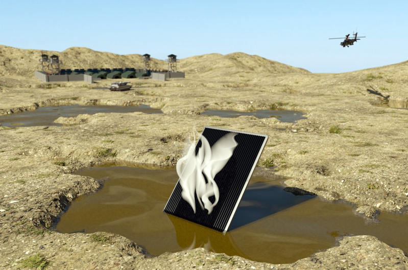 In a war zone, blackened aluminum can purify dirty water.