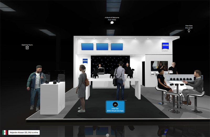 Zeiss's virtual show booth where customers can view products and interact with experts.