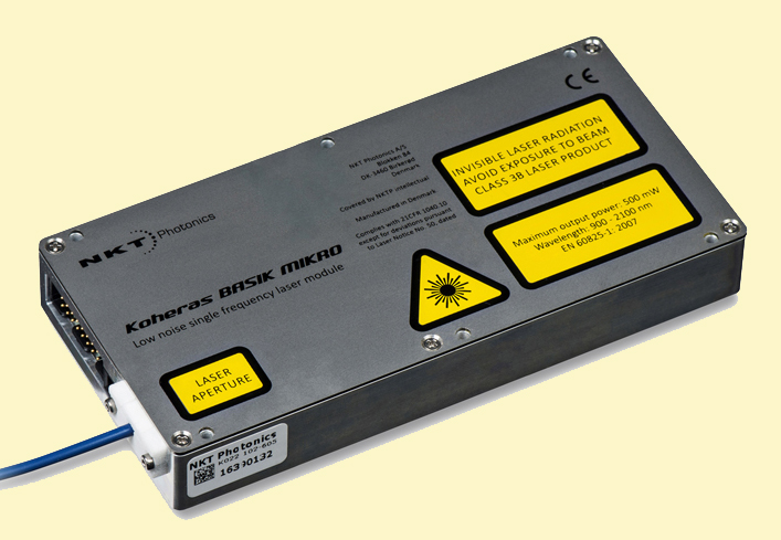 Koheras low-noise, single-frequency fiber laser module.