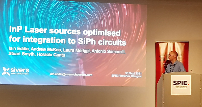 Dr Iain Eddie presents Sivers’ technology at the Photonex + Vacuum Technologies conference.