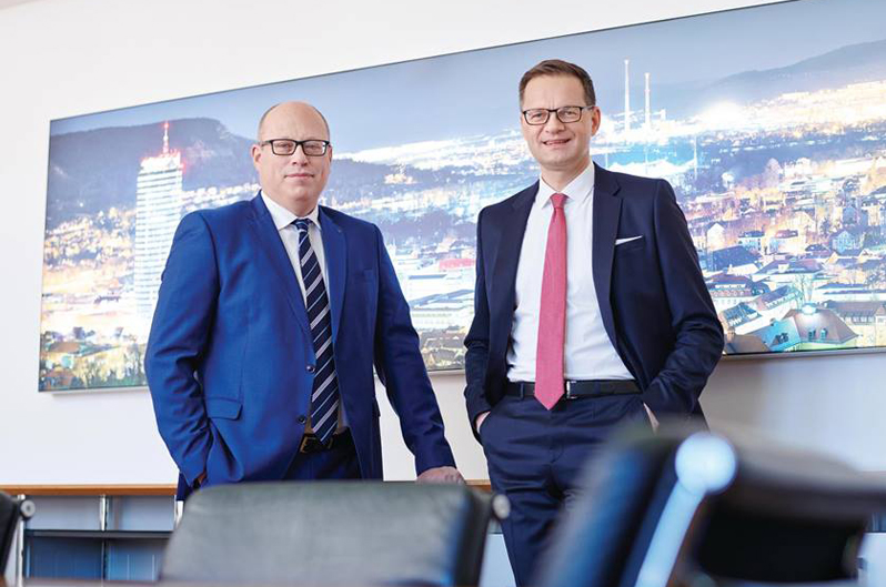 On the up: Jenoptik’s CFO Hans-Dieter Schumacher and CEO Stefan Traeger.