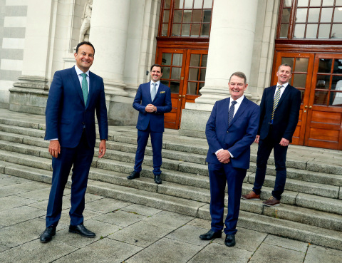 Leo Varadkar TD; Martin Shanahan, IDA Ireland; Austin McCabe, OLED MMC; and Gerry Cahill, PPG.