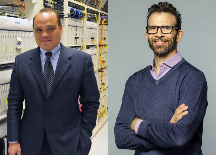 Adtran Chairman and CEO Thomas Stanton (L) and Adva CEO Brian Protiva. 