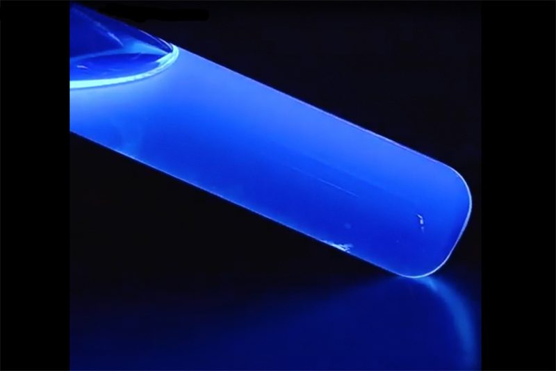 Still from the video captured using “cinematic chemistry” of a blue quantum dot. 