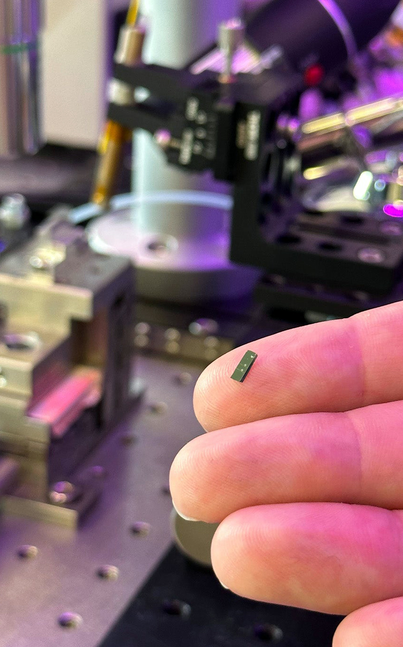 Close-up of the chip-scale isolator.