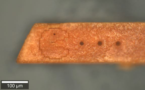 “Pac-Man” carving by laser cutting.