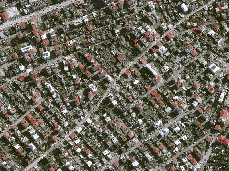 Osmaniye City, in Tuerkiye, captured by Pleiades Neo on February 7th.