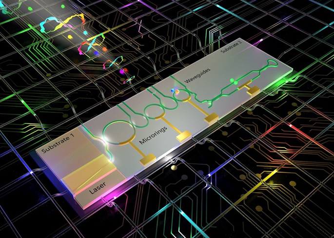 Artistic illustration of the chip-integrated quantum source. Artistic illustration of the chip-integrated quantum source.