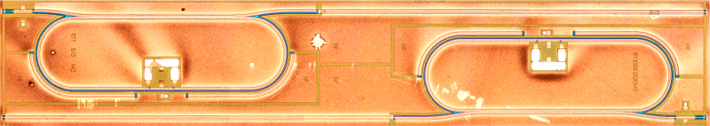 Microscope image of the quantum cascade photonic integrated chip. Microscope image of the quantum cascade photonic integrated chip.