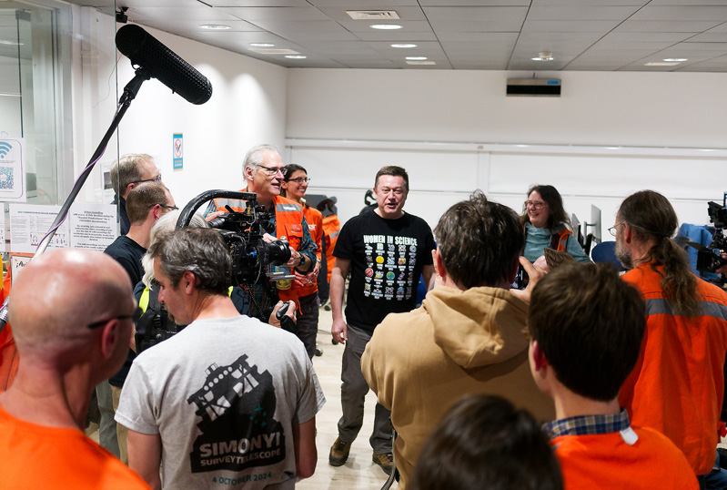Željko Ivezić, Rubin Observatory Construction Director, addresses the team.