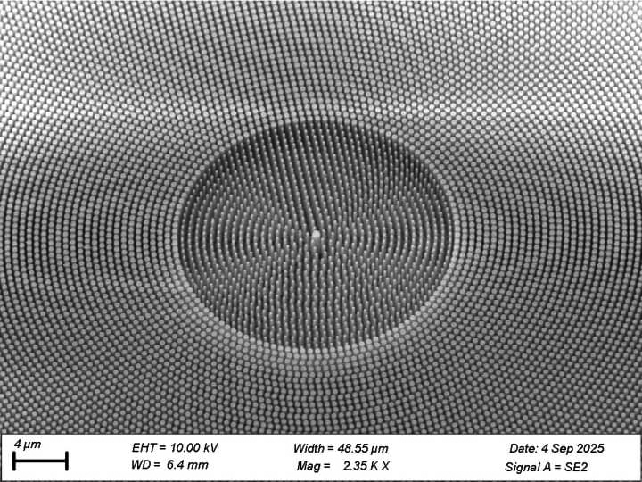 Silica metasurface with no visible imperfections.