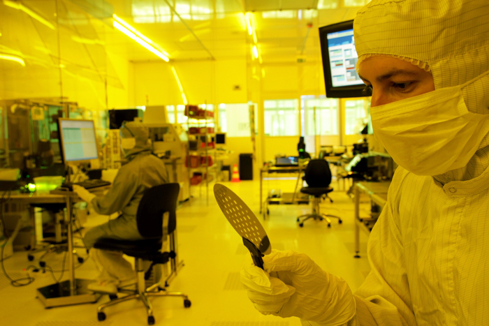 Lacolle in MiNaLab’s clean room for optical microphone development and production.