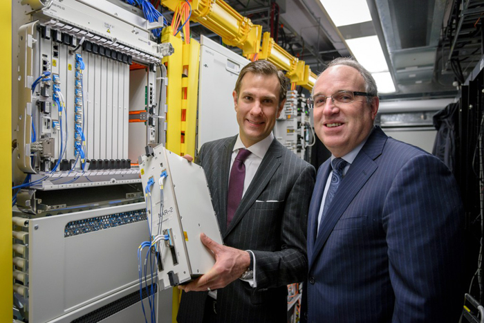 Bellini, CTO Alcatel-Lucent Canada (left), and Graham, CEO of the ORION network. Bellini, CTO Alcatel-Lucent Canada (left), and Graham, CEO of the ORION network.