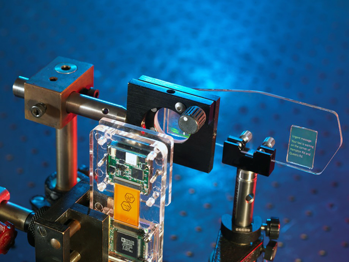 Prototype head-up display on the bench-top.