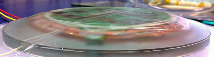 Photonic interrogator (diameter 100mm) after embedding in protective epoxy.