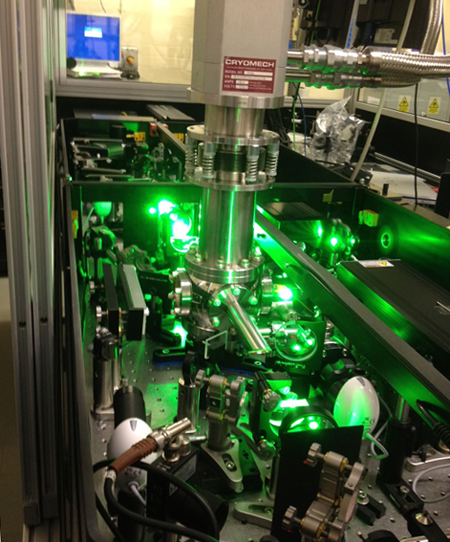 Set-up at Rutherford Appleton Laboratories in the Artemis laser facility.