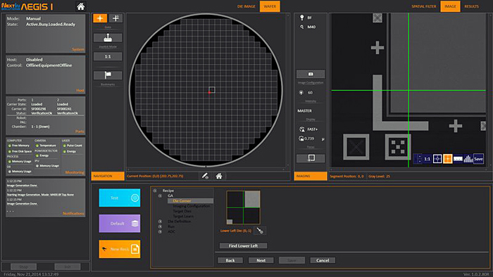Under test: User interface of the Aegis I Defect Inspection Tool.