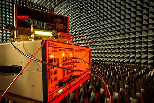 Leo Laughlin's novel full-duplex transceiver in the anechoic chamber.