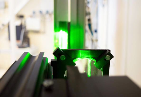 Flow behavior is measured by a bespoke laser, camera and ultrasound system.