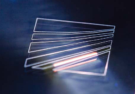 Creating microstructures on glass using an ultrafast laser.