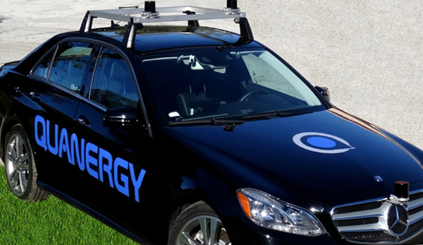 A Mercedes saloon adapted with Quanergy’s 3D time-of-flight LiDAR sensors.