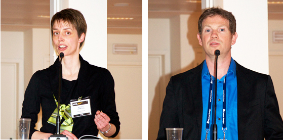 Graphene workshop chairs Nathalie Vermeulen and Frank Koppens.