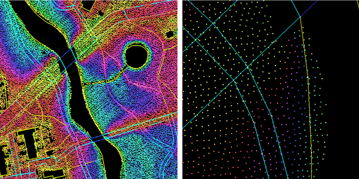 Laser-scanned 2D image of sector of the city of Zwolle, Netherlands.