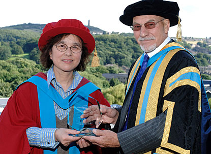 Prof Jiang with University Chancellor Sir Patrick Stewart.