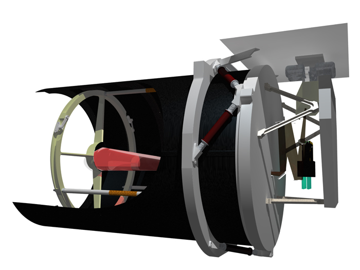 Renders showing cut-away of the Twinkle telescope.