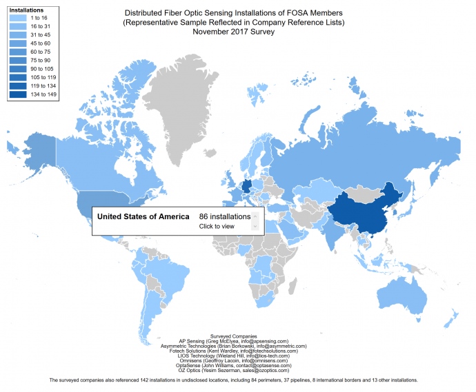 Fiber-optic sensor applications: interactive map