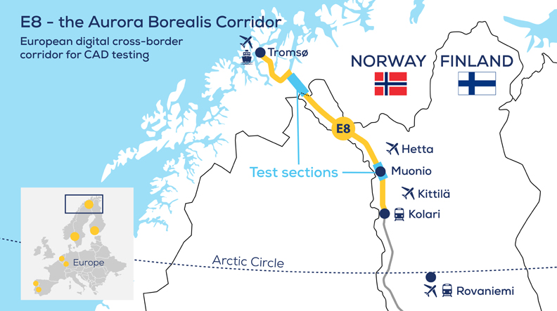 Finland's E8 highway aka Aurora, the Arctic intelligent transport test ecosystem.