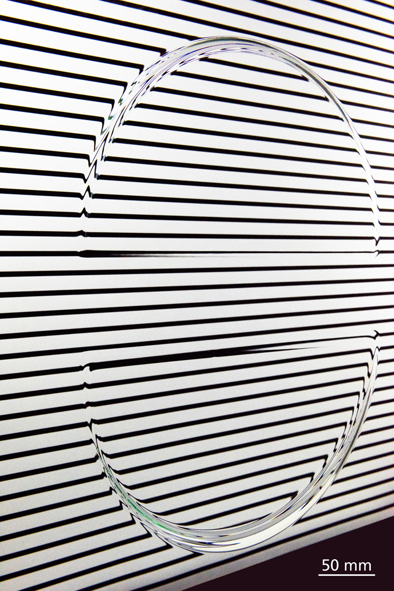 Versatile designs: Prototype sheet glass with curvatures on both sides.