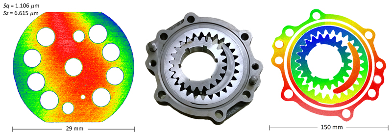 Award-winning: photo and measured 3-D images of a 150-mm diameter transmission pump display.